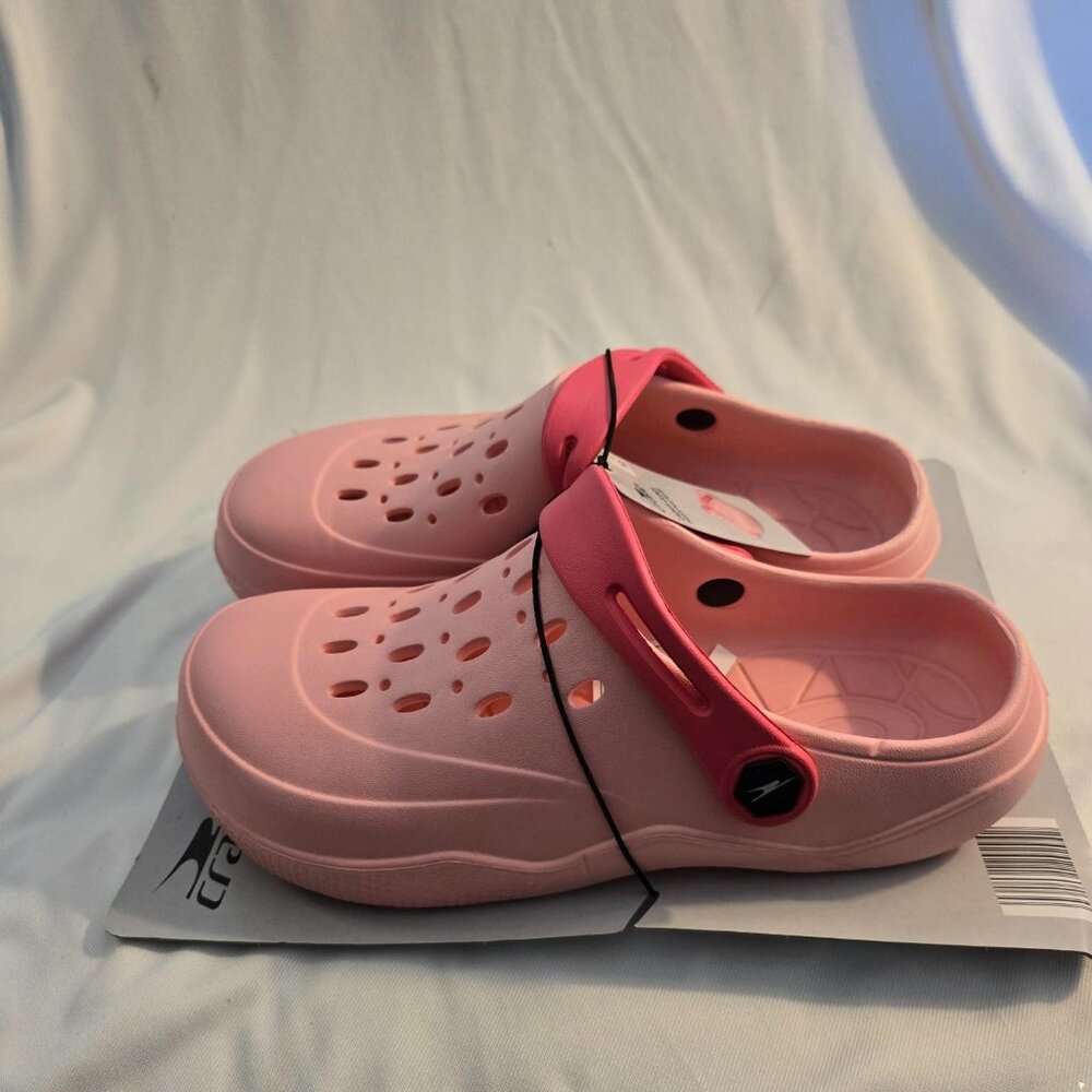 Crane Shoes Womens 10 Mule Clogs Pink Rubber Comfort Round Toe Perforated - Picture 2 of 5